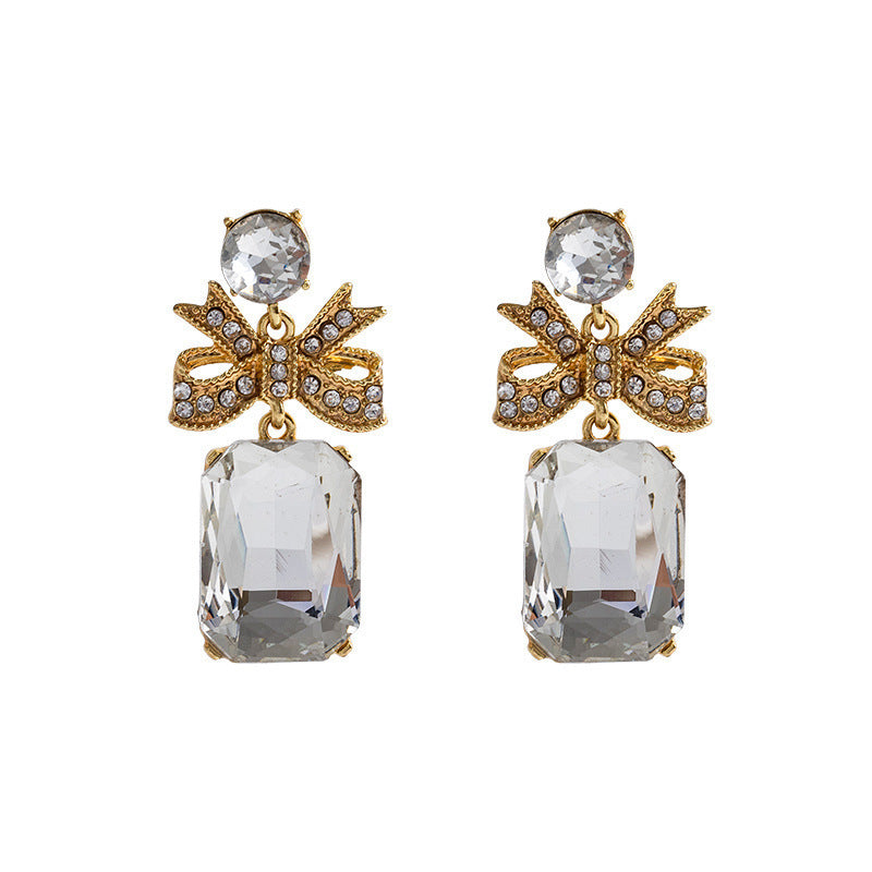 Crystal Bow Simple Temperamental All-match Earrings For Women