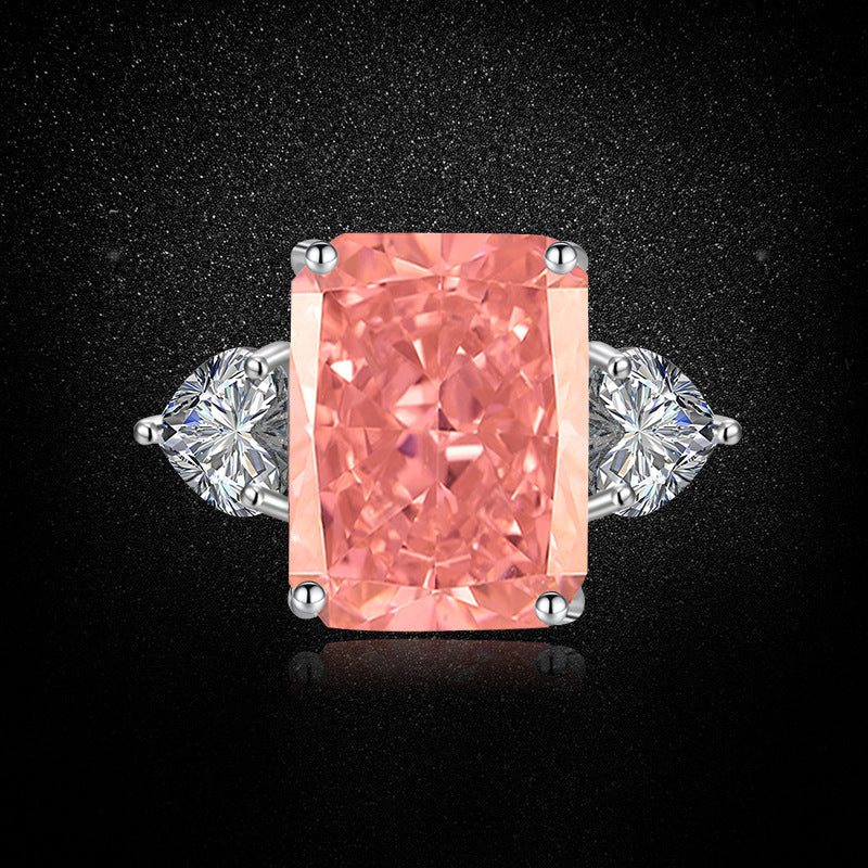 Rock Candy Square Diamond Ring Paparazha Artificial Cultivation