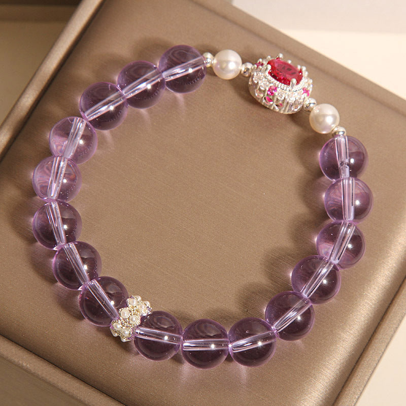 Amethyst Pearl Crystal Bracelet in Louisiana | Red Corundum Jewelry