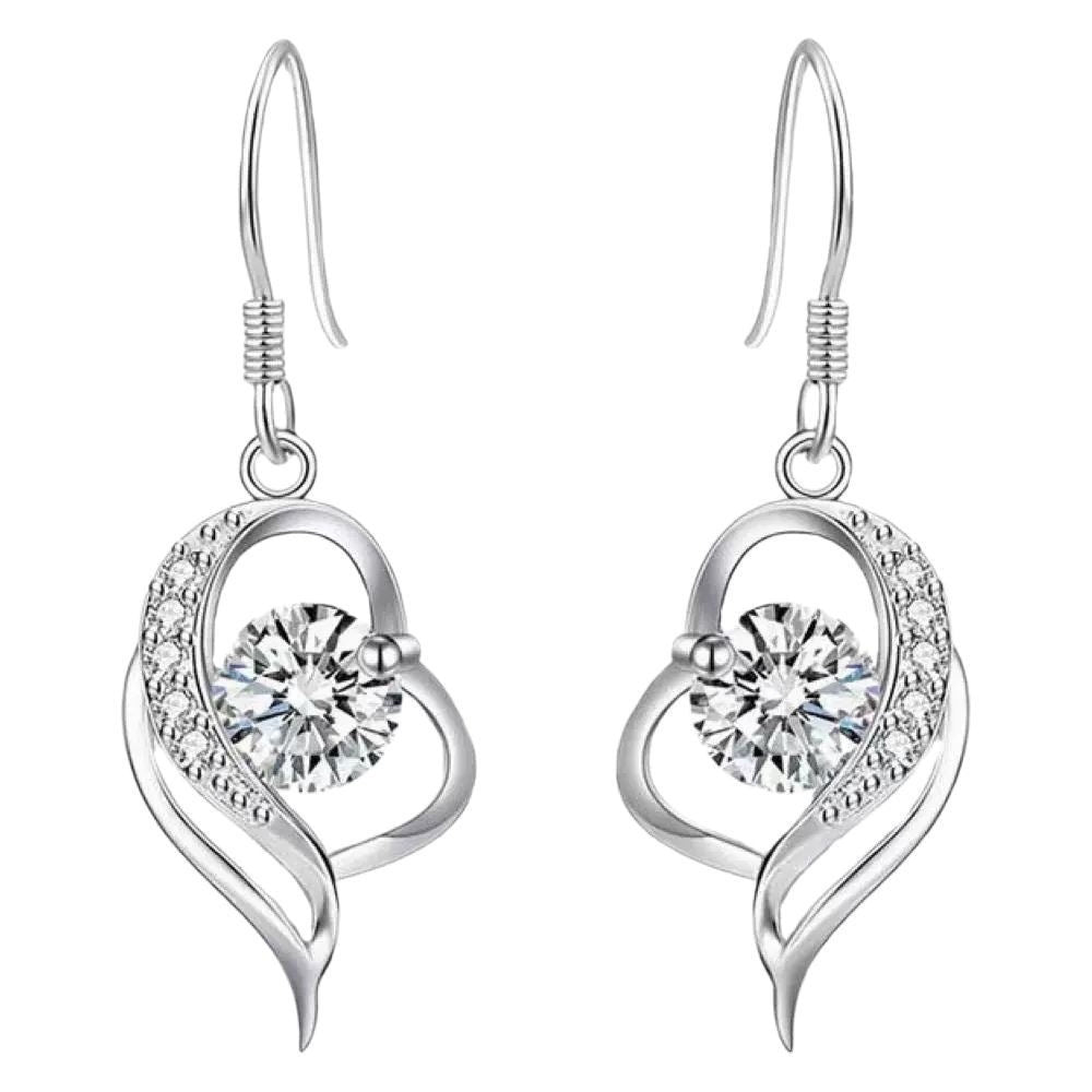 Micro Inlaid Zircon Simple Personality Elegant Heart Ear Hook