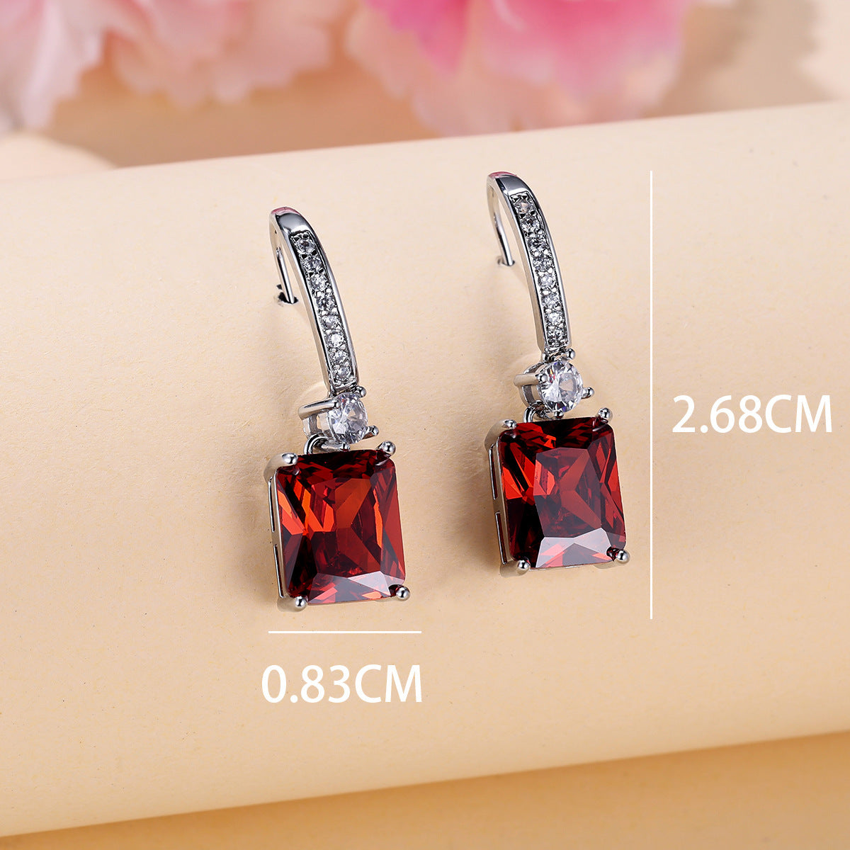 Micro Inlaid Zircon Square Diamond Ear Studs