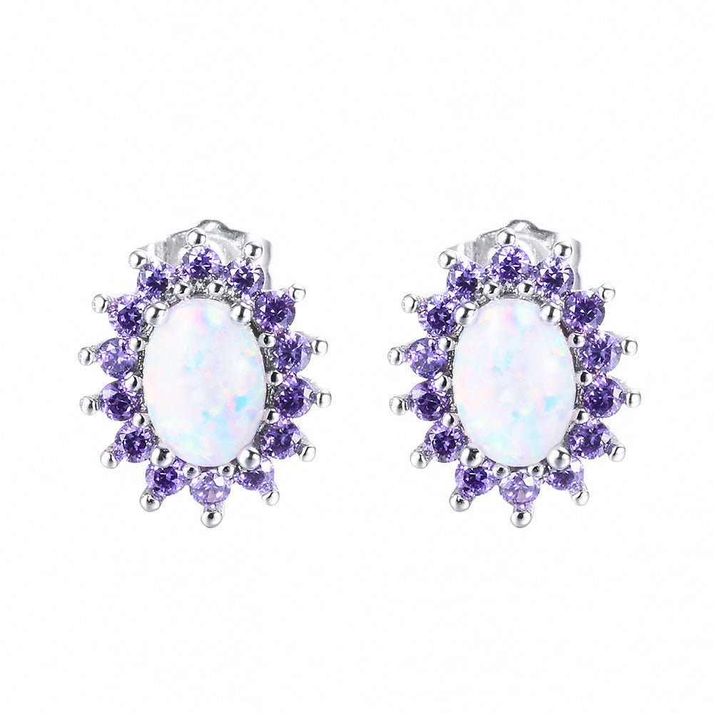 Women's Fashion Oval Diamond Stud Earrings