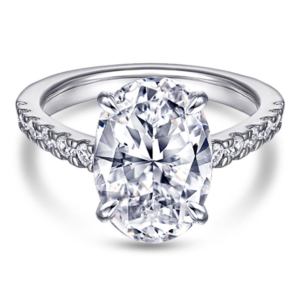 Oval Zircon Silver Ring Female Niche High Sense