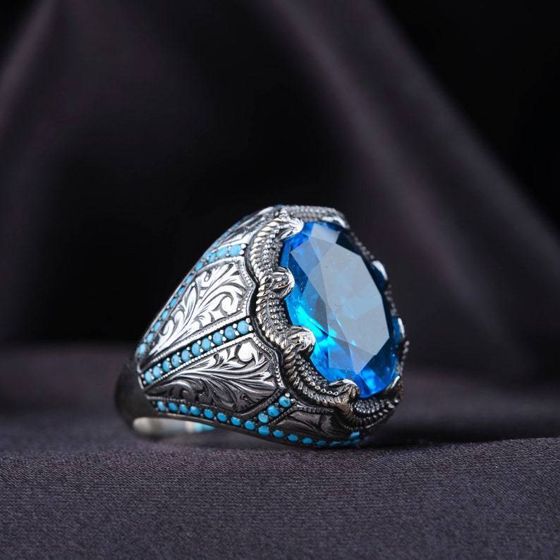 Diamond Grandmother Blue Zircon Ring
