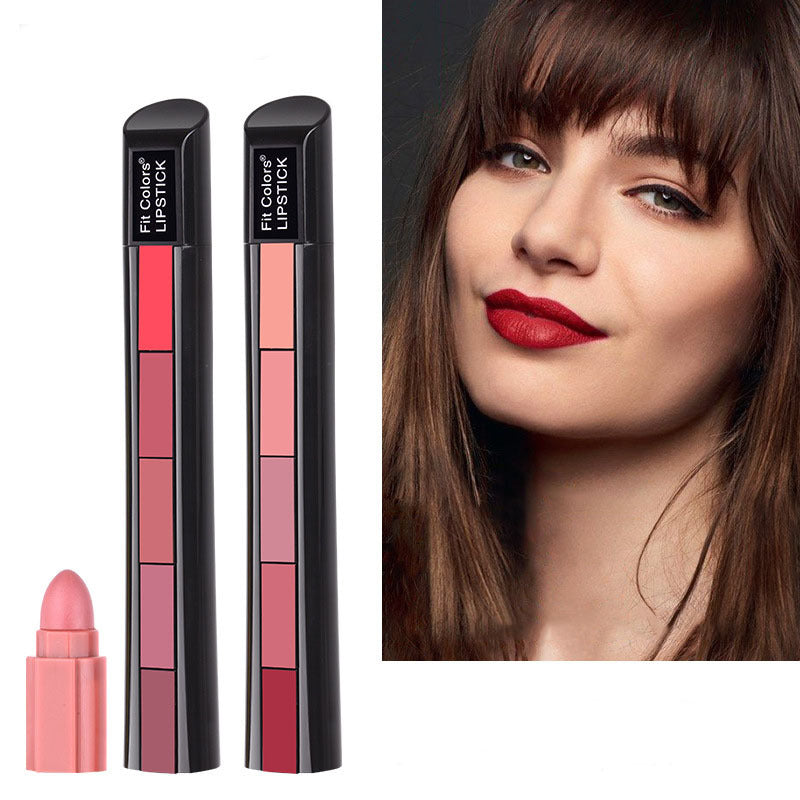 Matte 5-color Lipstick Set Velvet Lip Stick Non-stick Lip Gloss Long Lasting Waterproof Sexy Red Lipstick Louisiana Mart
