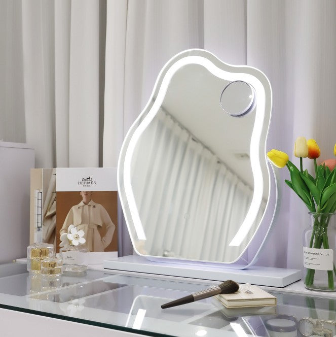 Vanity Makeup Cloud LED Mirror With Lights Strip Smart Control Wall Mount Decor Glass Hanging Removable Louisiana Mart