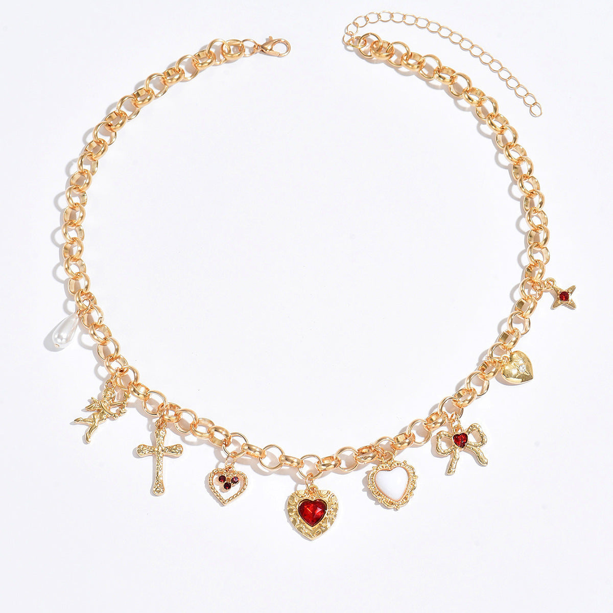 Cross Pendant Fashion Exaggerating Heart-shapaed Necklace Bracelet