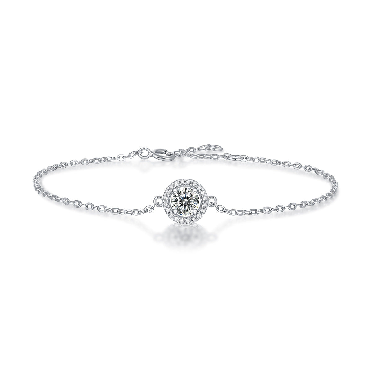 S925 Silver Light Luxury Moissanite Round Bag Bracelet