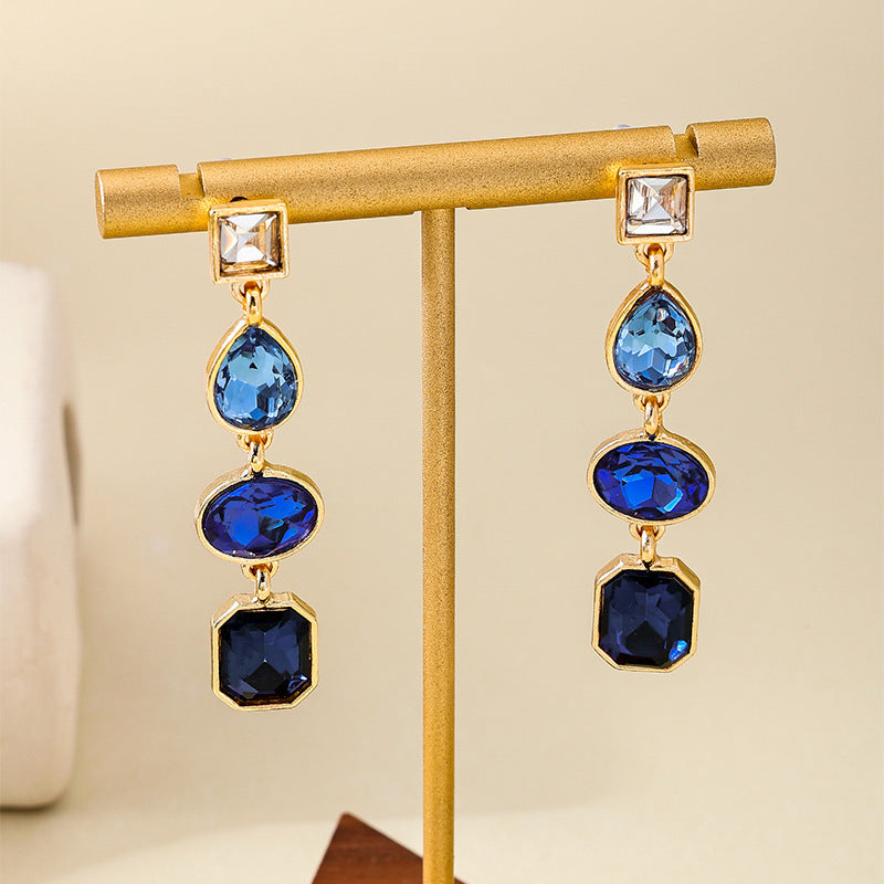 Women's Rhinestone Ear Studs in Louisiana | Geometric Water Drop