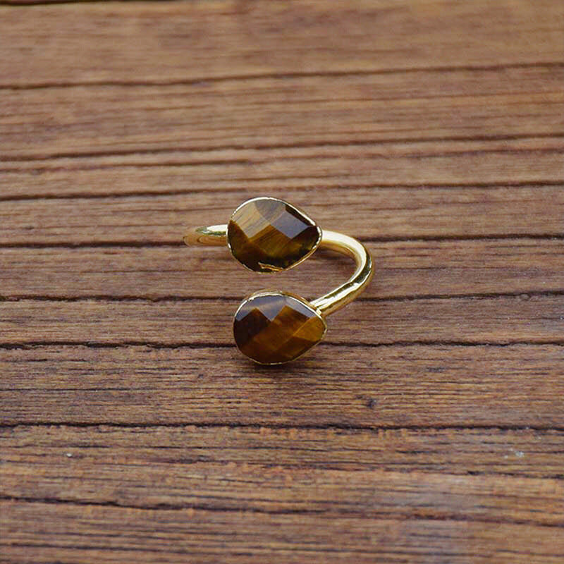 Popular Accessories Tiger Eye Ring Natural Stone Twisted Ring