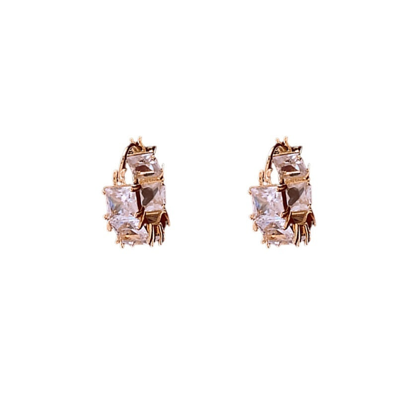 Zircon Micro-inlaid U-shaped Earrings