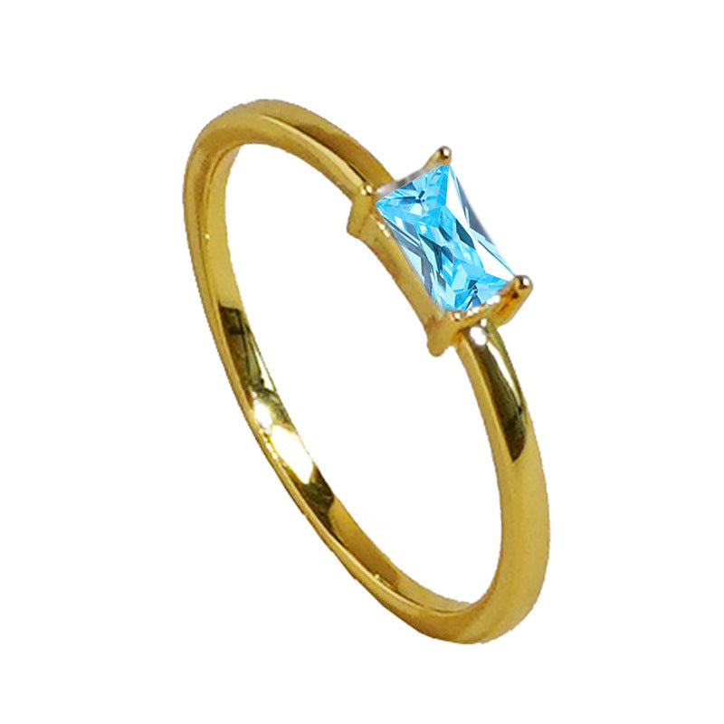 Sapphire Blue Zircon Simple Bracelet Ring For Women