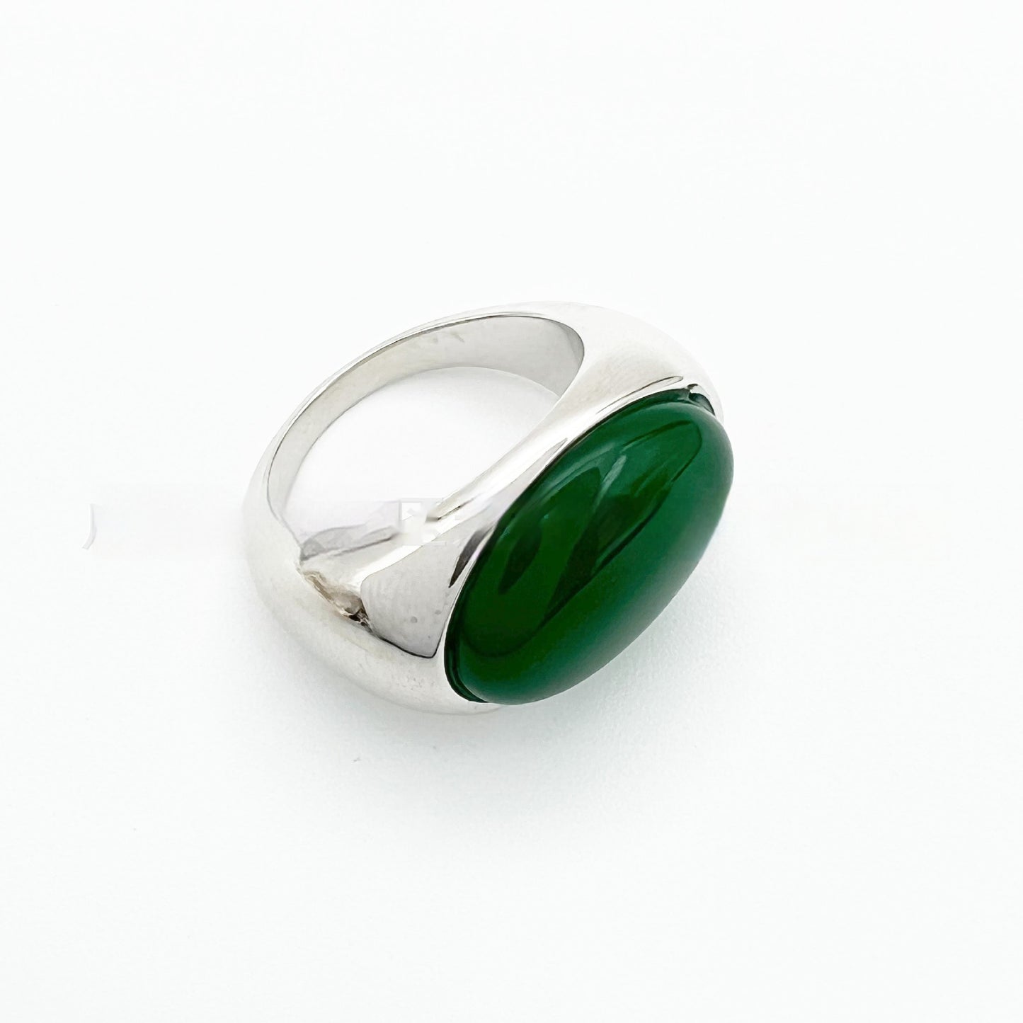 Oval Green Agate Natural Gemstone Dome Ring