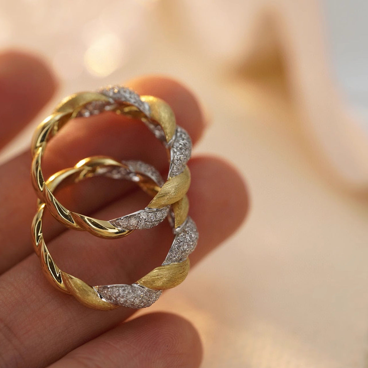 S925 Sterling Silver Ring Points Golden Women's