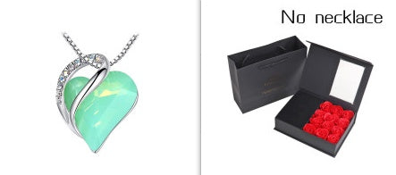 Heart Shaped Crystal Necklace Pendant for Women - Silver