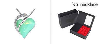 Heart Shaped Crystal Necklace Pendant for Women - Silver