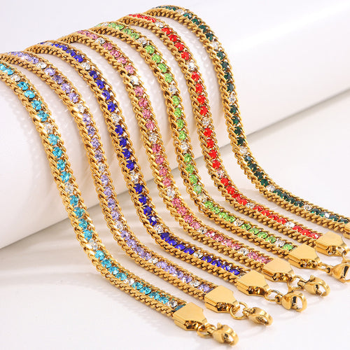 Three-layer Diamond Versatile Personality Stainless Steel Bracelet