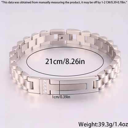 Women's Simple And Versatile Diamond Inlaid Curved Titanium Steel Bracelet