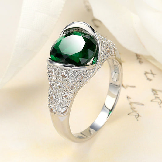 Temperament And Fully-jewelled Copper Inlaid Zircon Ring Women