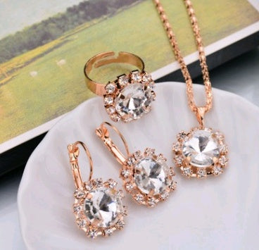 Bridal Jewelry Set Complete Wedding Necklace Earrings Ring