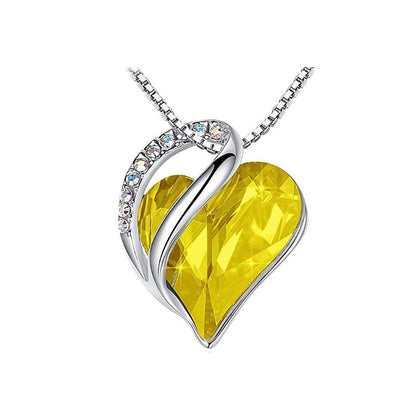 Heart Shaped Crystal Necklace Pendant for Women - Silver