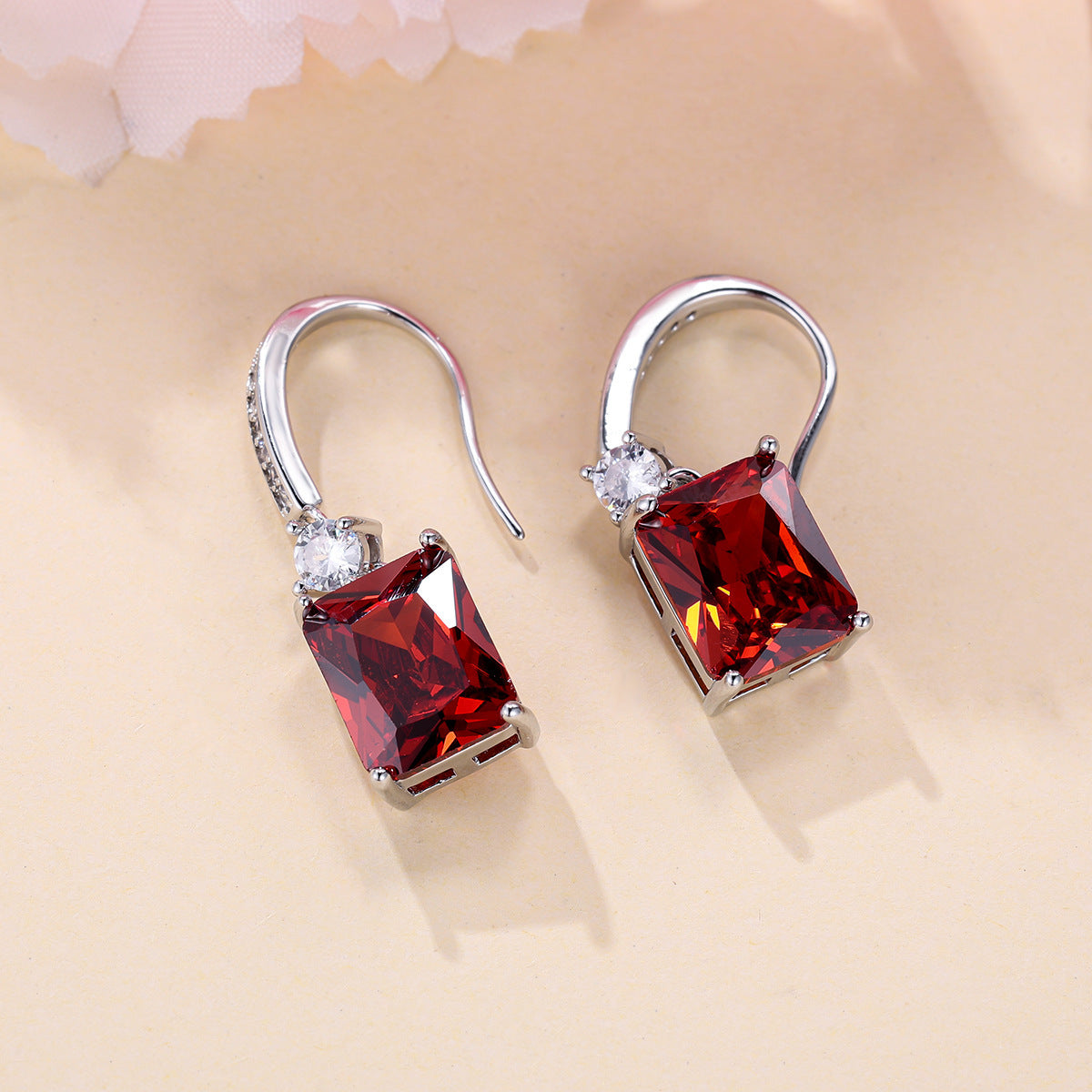 Micro Inlaid Zircon Square Diamond Ear Studs