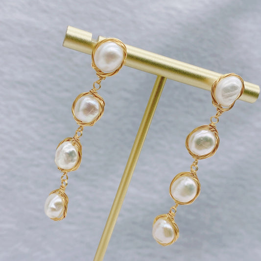 Natural Real Pearl Ins Long Female Tassel Simple Temperament Personalized Earrings