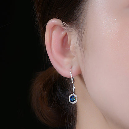 Real Sapphire Colored Gems Long Earrings