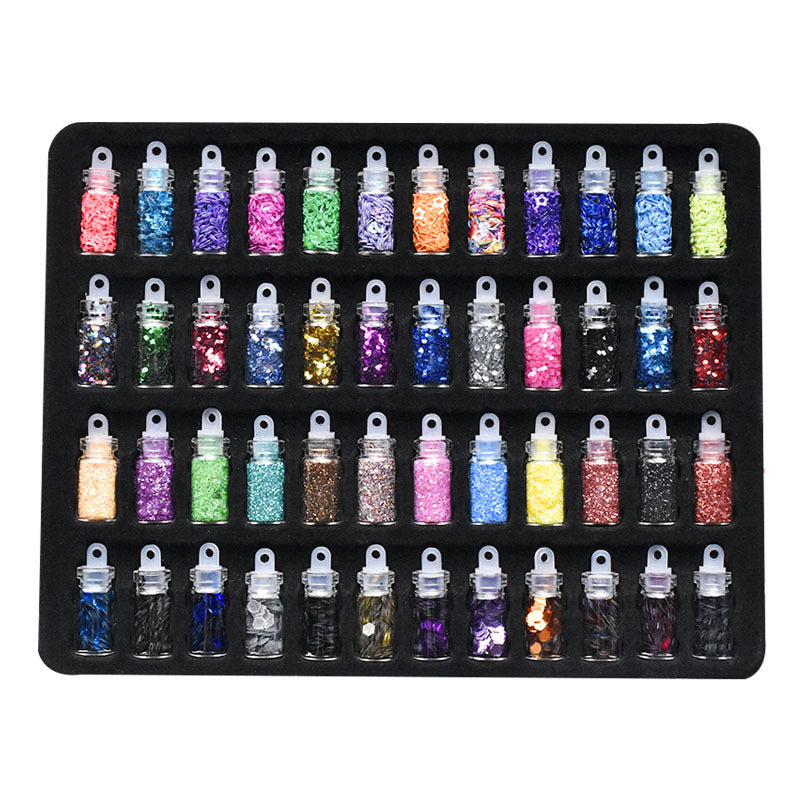DIY 48 color glass bottle glitter sequin manicure jewelry