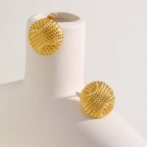 Stainless Steel Embossed Round Gold Fashion Popular Earrings