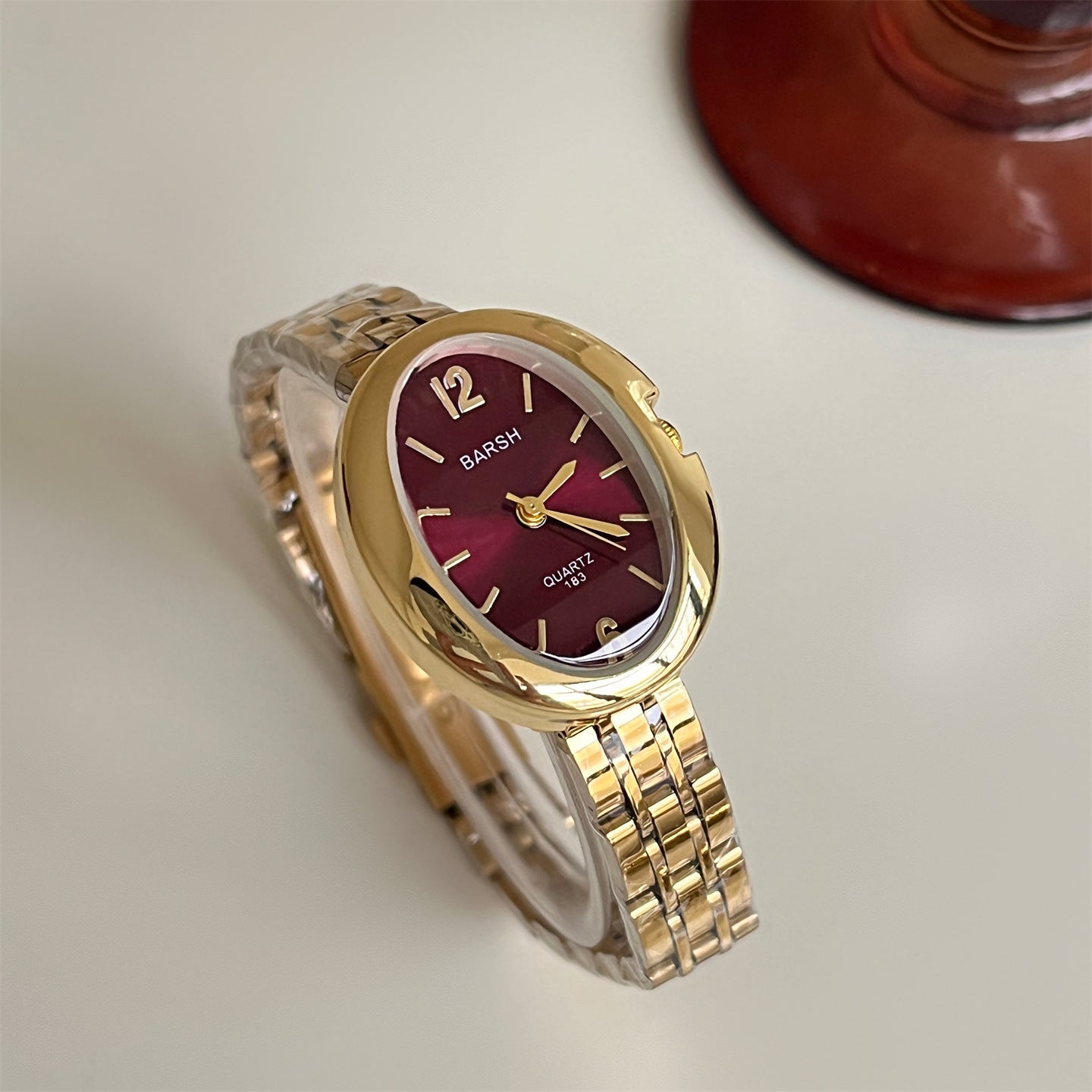 Women's Diamond Watch Elegant Luxury Oval Face Gold Design
