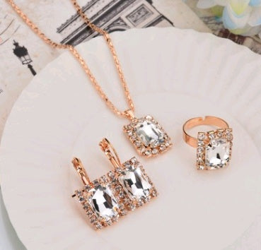 Bridal Jewelry Set Complete Wedding Necklace Earrings Ring