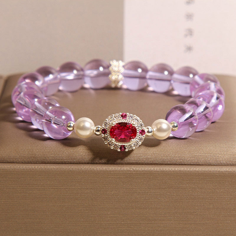 Amethyst Pearl Crystal Bracelet in Louisiana | Red Corundum Jewelry