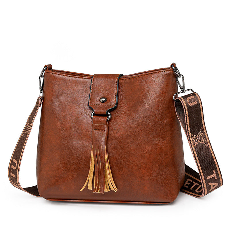 Women's Bucket Bag - Retro PU Leather Shoulder Messenger Bag