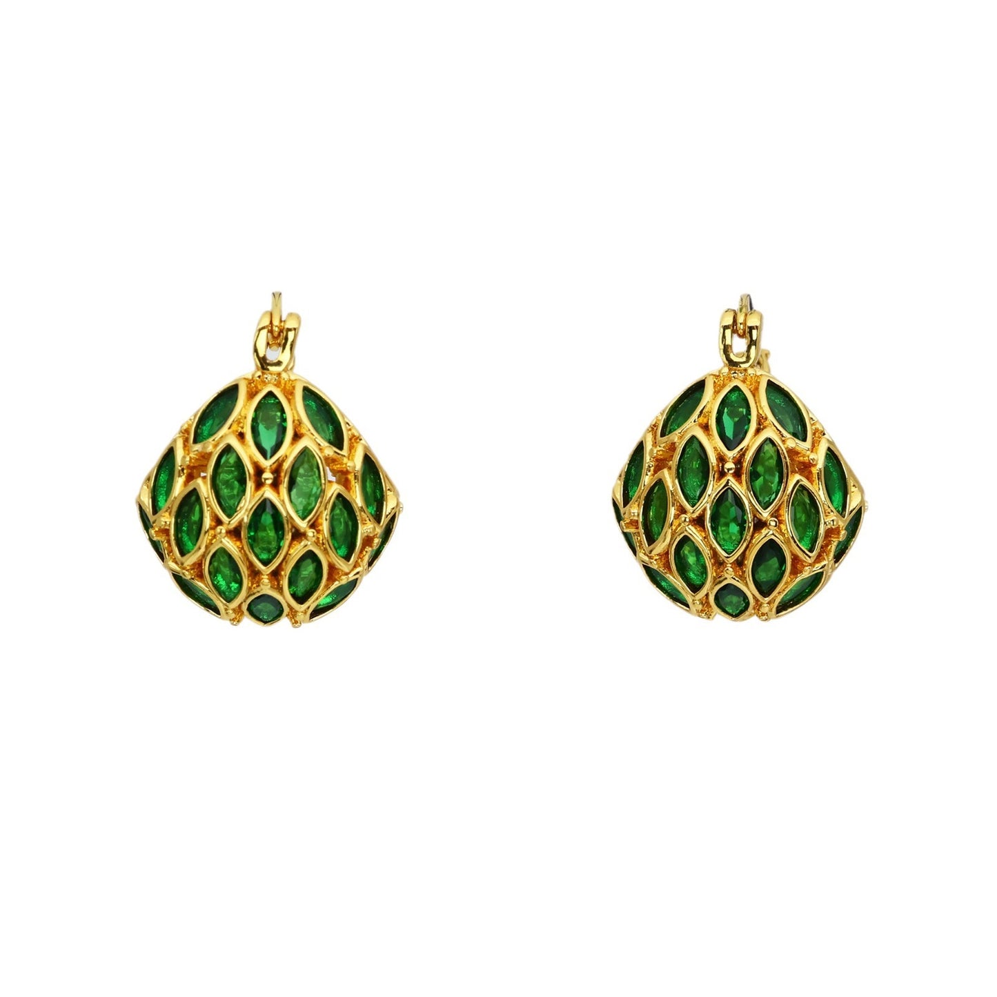 Vintage Earrings Green Zircon Cabas High-grade Fashion Simple