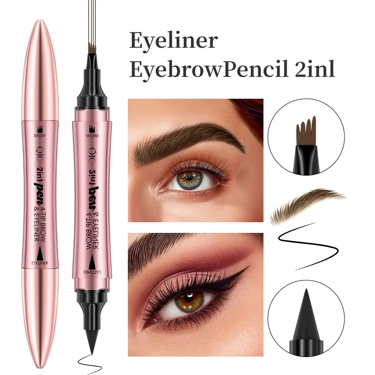 Double-headed 3D Micro-carved Liquid Four-fork Eyebrow Pencil Eyeliner 2-in-one Dual-purpose Eye Louisiana Mart