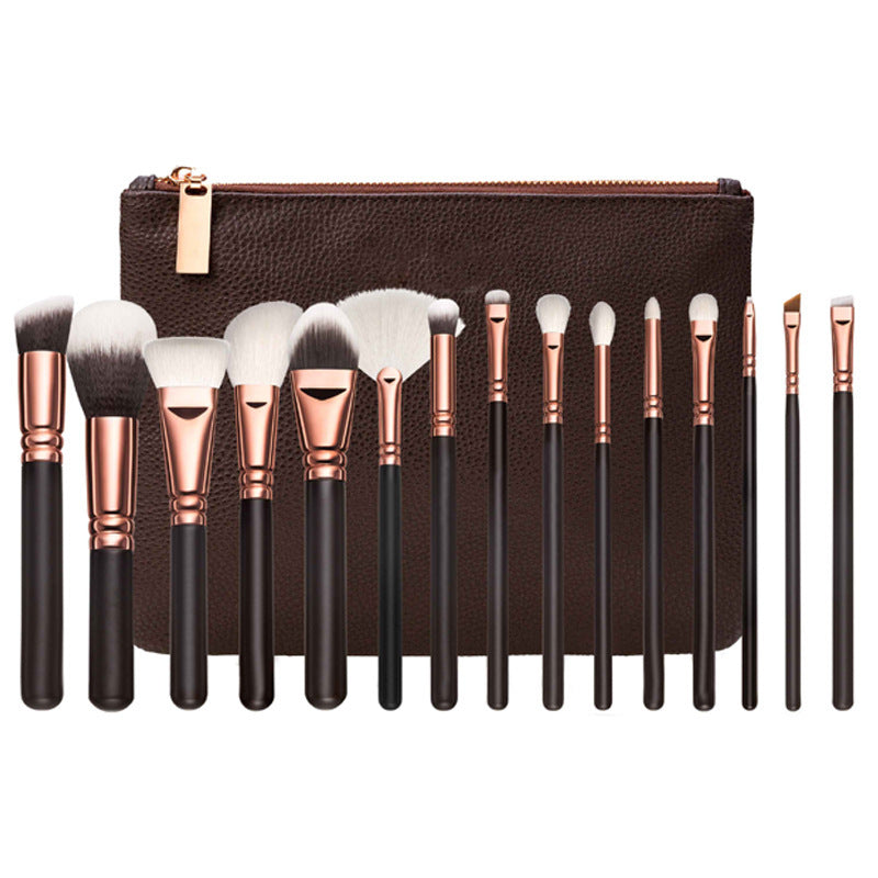 15pcs Makeup Brush With Bag  Rose Gold Makeup Brush Multi-function Makeup Tool Set Louisiana Mart