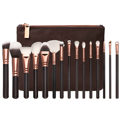 15pcs Makeup Brush With Bag  Rose Gold Makeup Brush Multi-function Makeup Tool Set Louisiana Mart