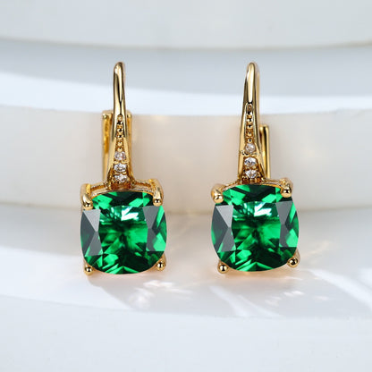 Square Zircon Inlaid Ear Hook Korean Style Fashion All-matching