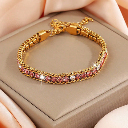 Three-layer Diamond Versatile Personality Stainless Steel Bracelet