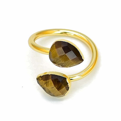 Popular Accessories Tiger Eye Ring Natural Stone Twisted Ring