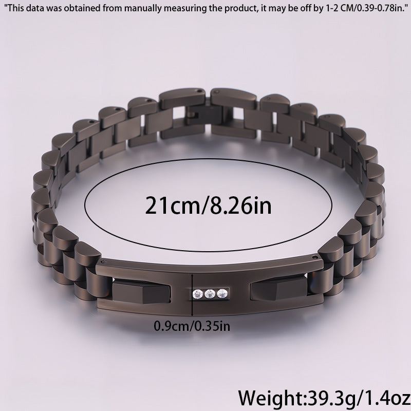 Women's Simple And Versatile Diamond Inlaid Curved Titanium Steel Bracelet