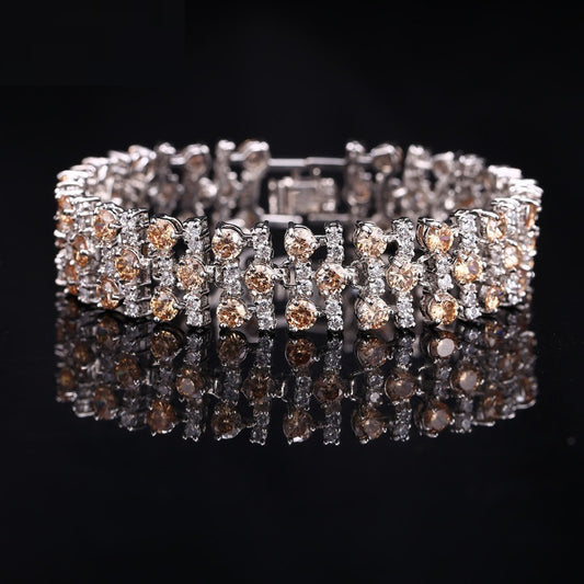 Luxury AAA Zircon Bracelet – Blue Crystal Hand Accessory | Factory Hot Sale 17.8cm