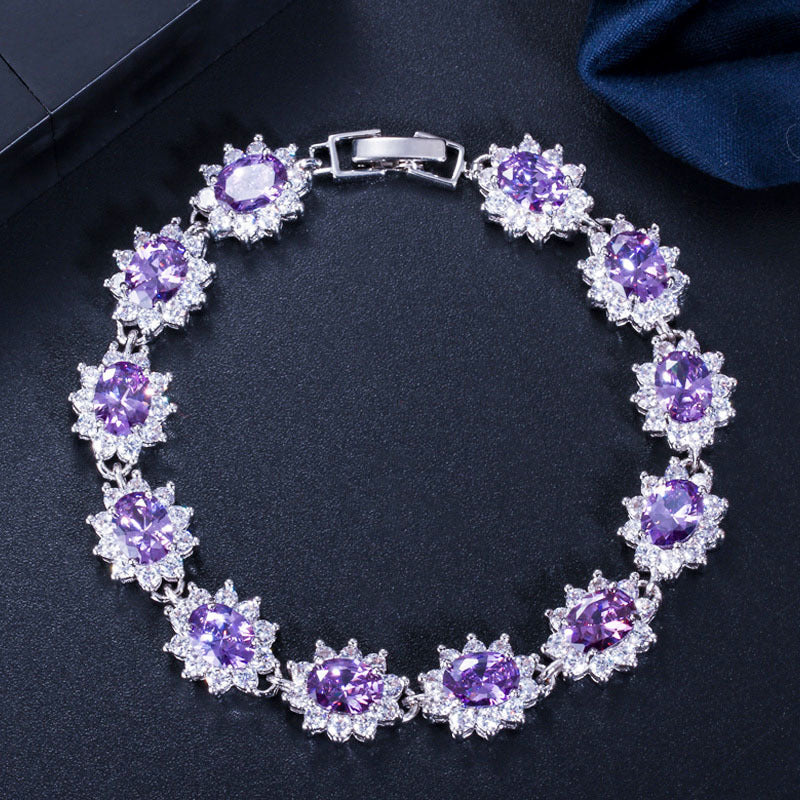 18K Real Platinum Plated Exquisite Super Zircon Bracelet