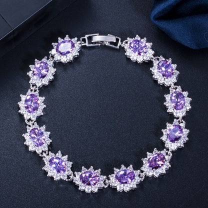 18K Real Platinum Plated Exquisite Super Zircon Bracelet