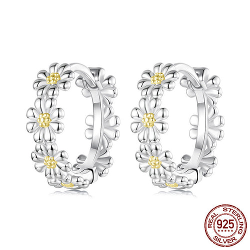 S925 Sterling Silver Flowers Sunshine Charm Earrings