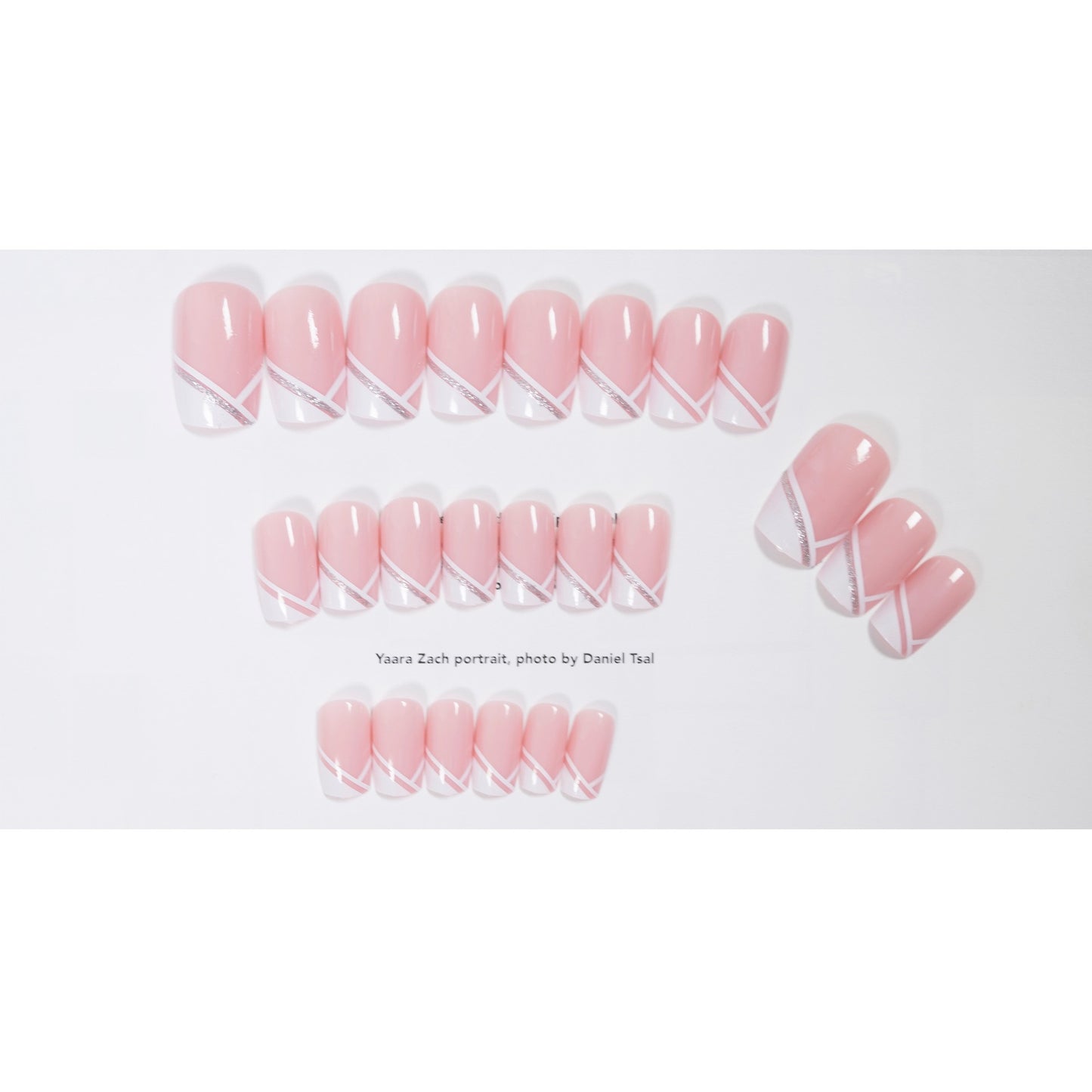 Oblique French Simple Wearing Manicure Finished Fake Nails 24 pieces + 1 glue