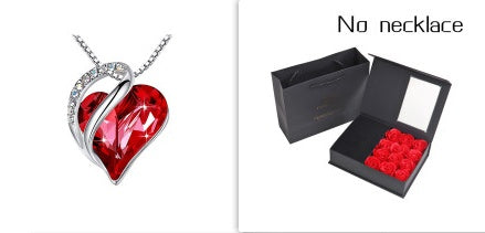 Heart Shaped Crystal Necklace Pendant for Women - Silver