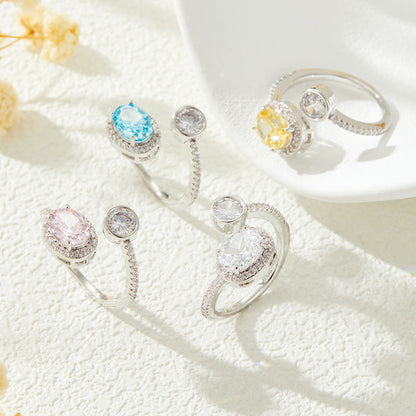Oval Ice Flower Cut Fashion Women's Open Ring