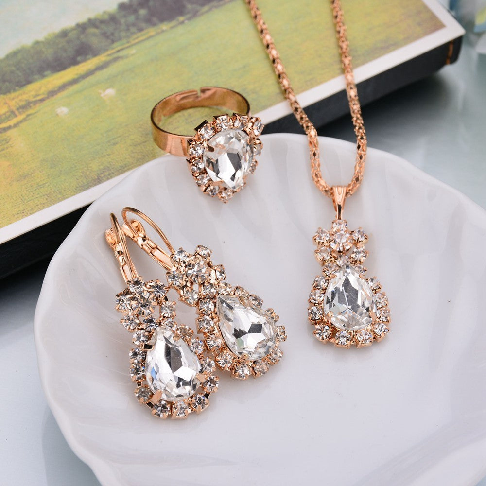 Bridal Jewelry Set Complete Wedding Necklace Earrings Ring